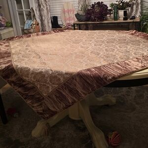 Elegant Brown and Cream Tablecloth